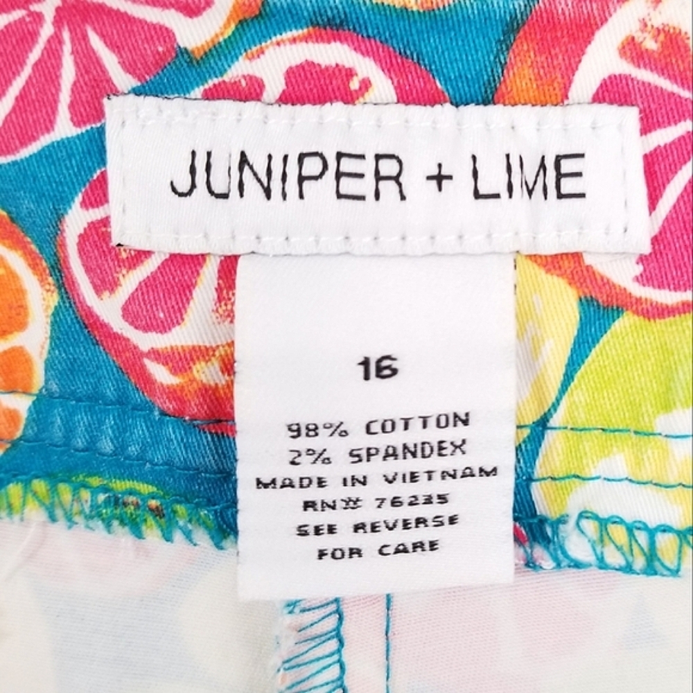 JUNIPER + LIME Bright Multi Color Citrus Slice 4" Shorts 16 - Picture 4 of 10